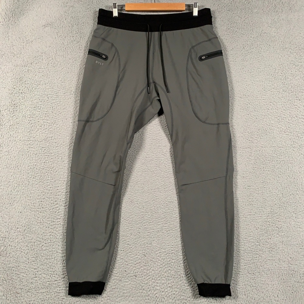 BYLT‎ Premium Jogger Pants Mens XL Grey Black Athletic Techwear Stretch Active